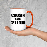 Cousin Established EST. 2019 - 15oz Accent Mug Orange