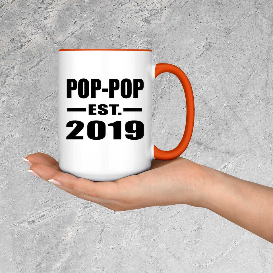 Pop-Pop Established EST. 2019 - 15oz Accent Mug Orange