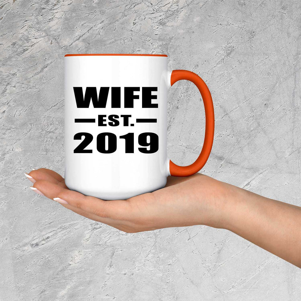 Wife Established EST. 2019 - 15oz Accent Mug Orange