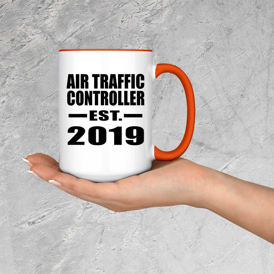 Air Traffic Controller Established EST. 2019 - 15oz Accent Mug Orange
