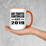 Air Traffic Controller Established EST. 2019 - 15oz Accent Mug Orange