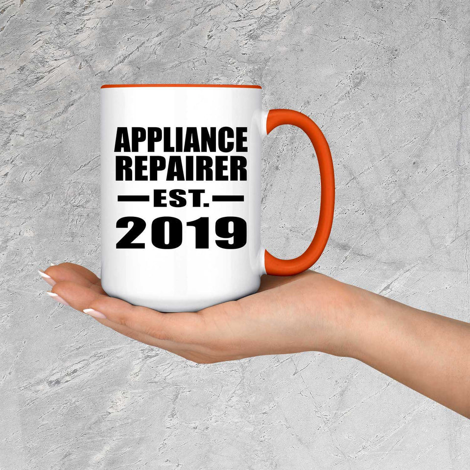 Appliance Repairer Established EST. 2019 - 15oz Accent Mug Orange