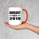 Audiologist Established EST. 2019 - 15oz Accent Mug Orange