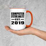 Computer Systems Analyst Established EST. 2019 - 15oz Accent Mug Orange