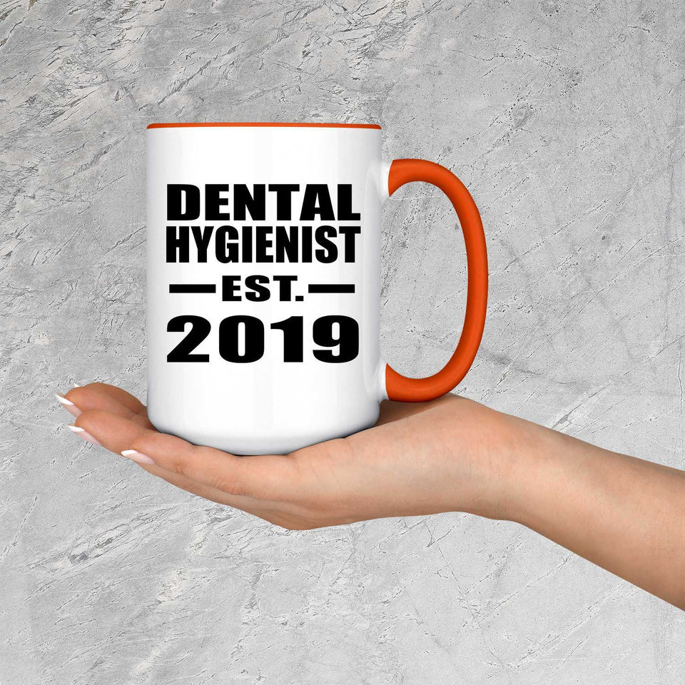 Dental Hygienist Established EST. 2019 - 15oz Accent Mug Orange