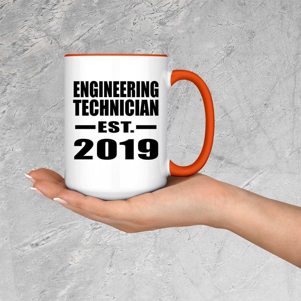 Engineering Technician Established EST. 2019 - 15oz Accent Mug Orange