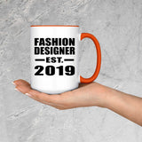 Fashion Designer Established EST. 2019 - 15oz Accent Mug Orange