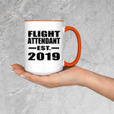 Flight Attendant Established EST. 2019 - 15oz Accent Mug Orange