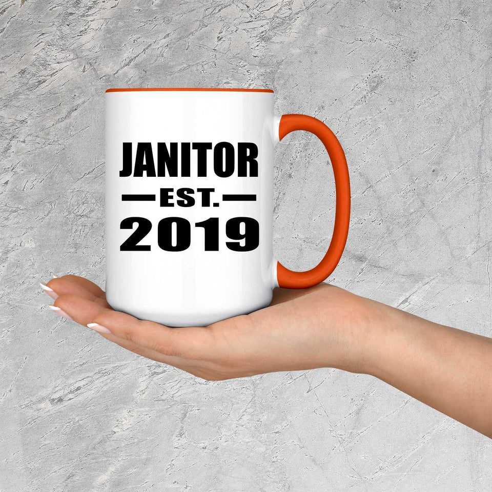 Janitor Established EST. 2019 - 15oz Accent Mug Orange