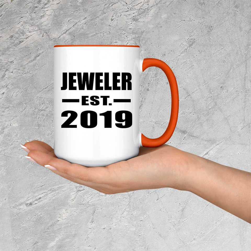 Jeweler Established EST. 2019 - 15oz Accent Mug Orange