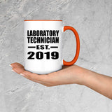 Laboratory Technician Established EST. 2019 - 15oz Accent Mug Orange