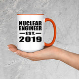 Nuclear Engineer Established EST. 2019 - 15oz Accent Mug Orange