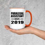 Paralegal Assistant Established EST. 2019 - 15oz Accent Mug Orange