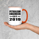 Petroleum Engineer Established EST. 2019 - 15oz Accent Mug Orange