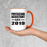 Physician Assistant Established EST. 2019 - 15oz Accent Mug Orange
