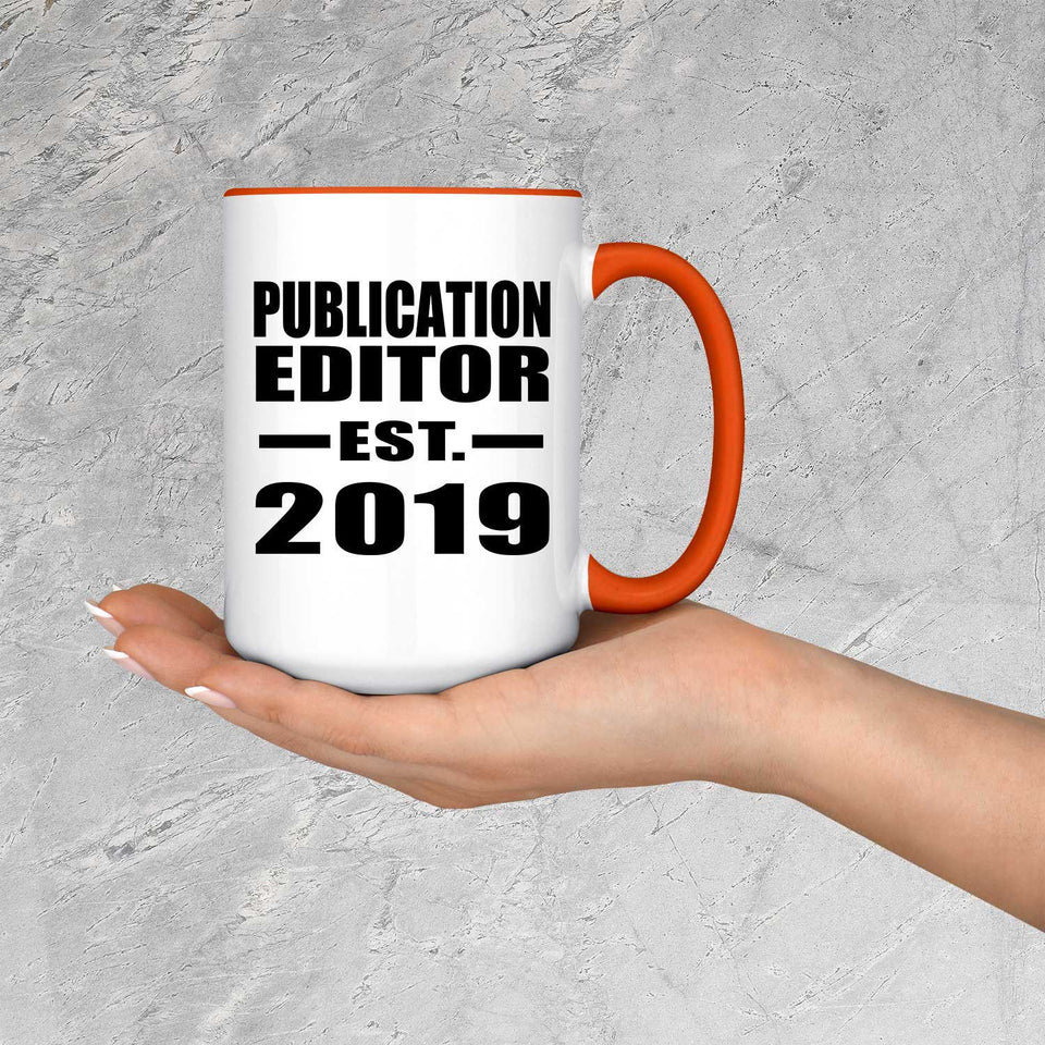 Publication Editor Established EST. 2019 - 15oz Accent Mug Orange
