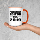 Publication Editor Established EST. 2019 - 15oz Accent Mug Orange