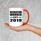 Recreation Worker Established EST. 2019 - 15oz Accent Mug Orange