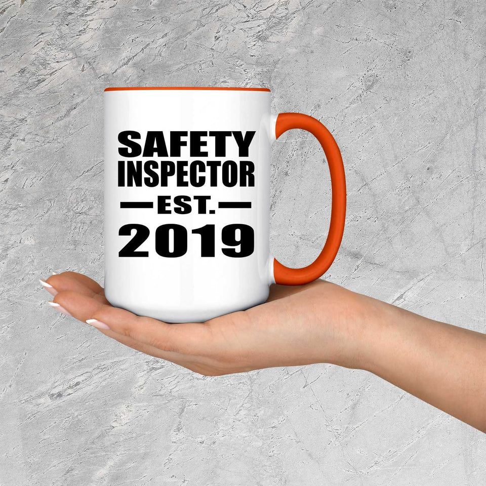 Safety Inspector Established EST. 2019 - 15oz Accent Mug Orange