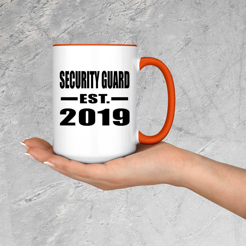 Security Guard Established EST. 2019 - 15oz Accent Mug Orange