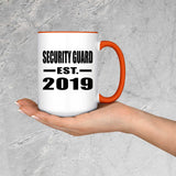 Security Guard Established EST. 2019 - 15oz Accent Mug Orange