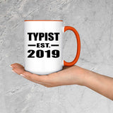 Typist Established EST. 2019 - 15oz Accent Mug Orange