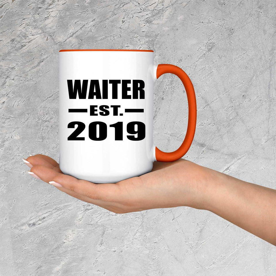 Waiter Established EST. 2019 - 15oz Accent Mug Orange