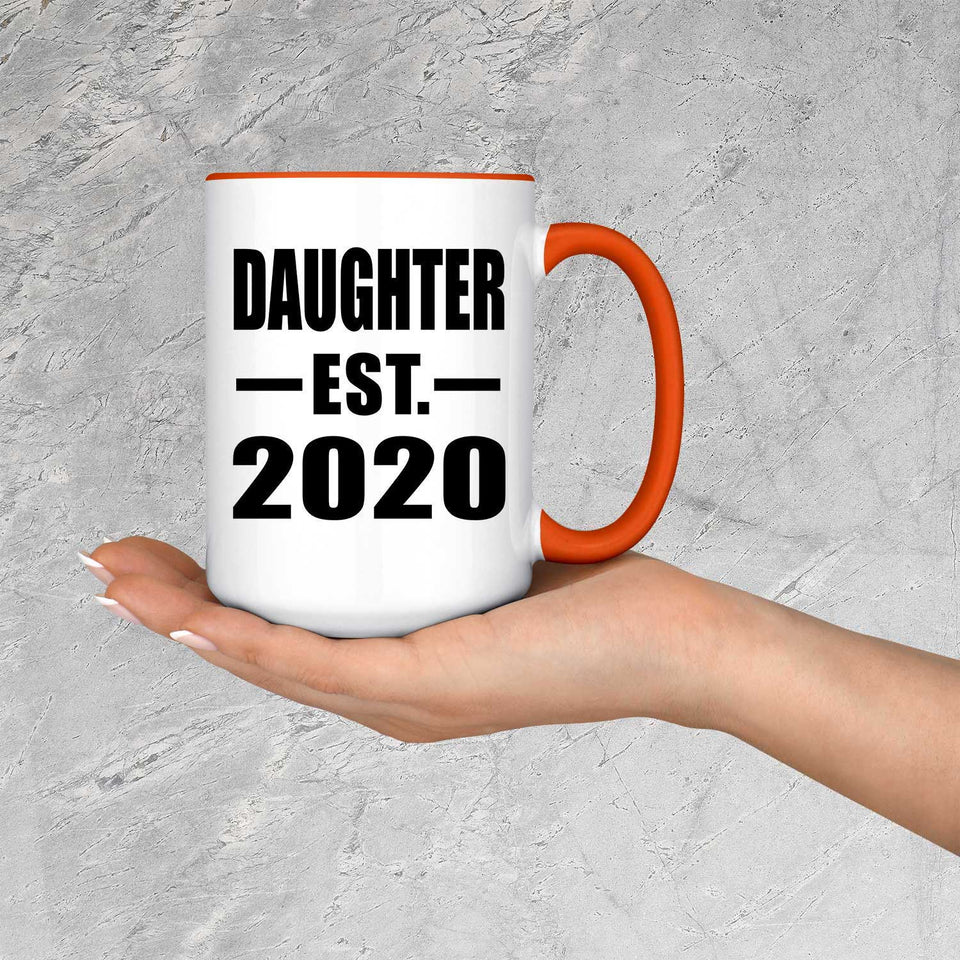Daughter Established EST. 2020 - 15oz Accent Mug Orange