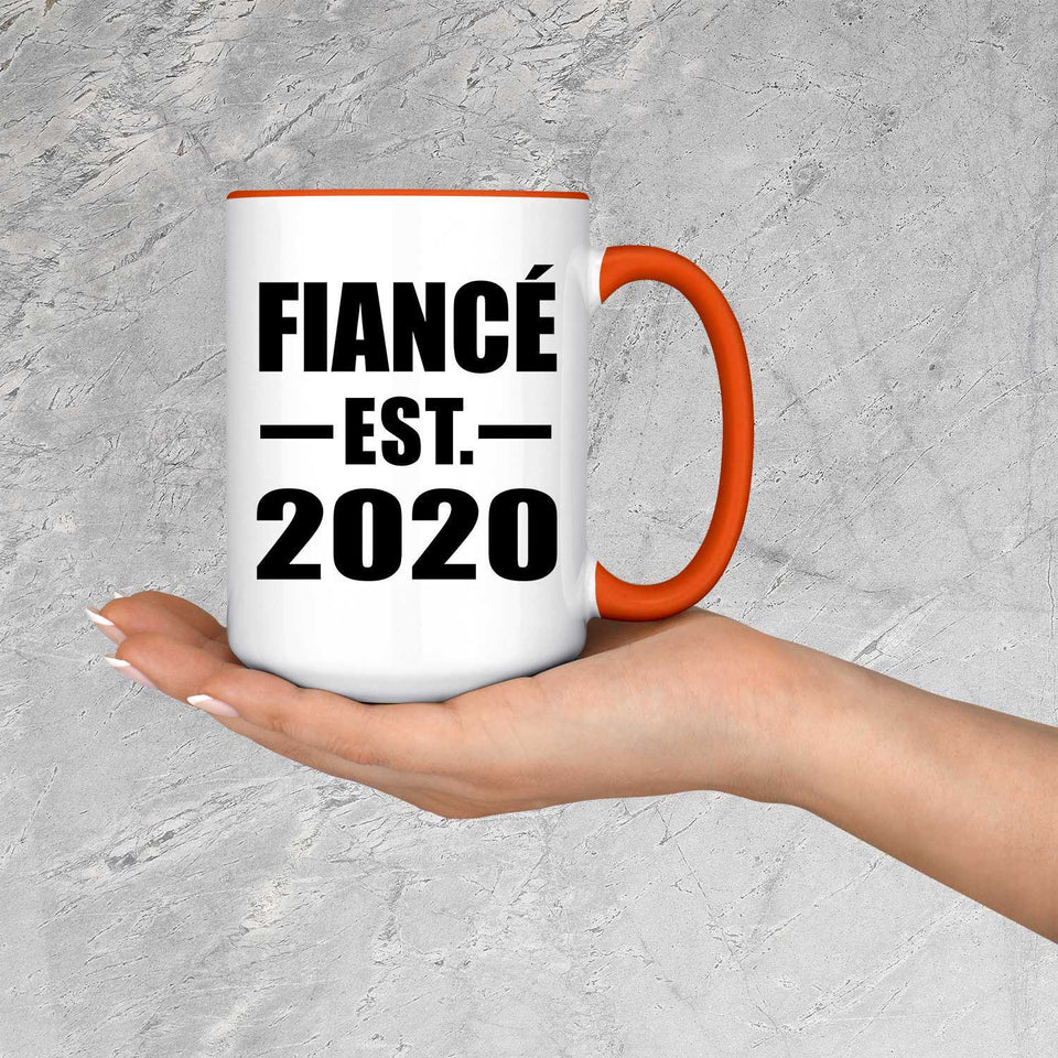 Fiance Established EST. 2020 - 15oz Accent Mug Orange