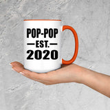 Pop-Pop Established EST. 2020 - 15oz Accent Mug Orange