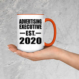 Advertising Executive Established EST. 2020 - 15oz Accent Mug Orange