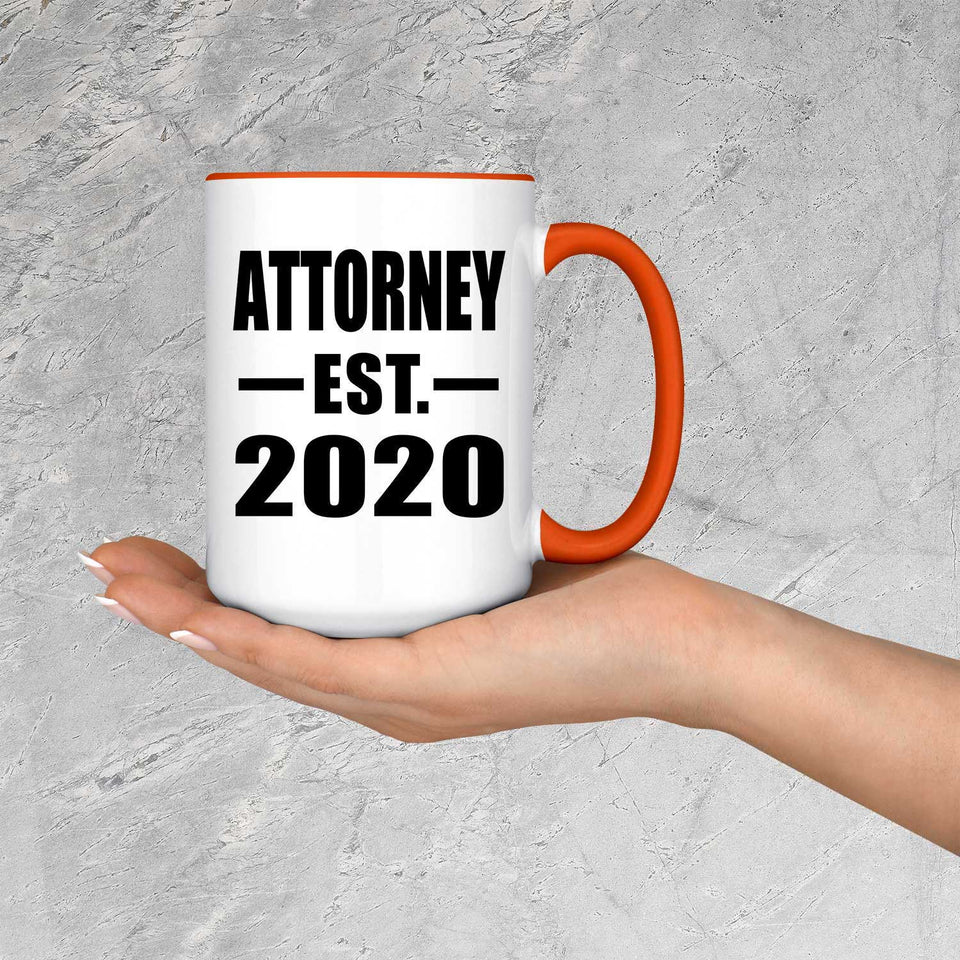 Attorney Established EST. 2020 - 15oz Accent Mug Orange