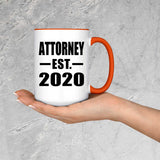 Attorney Established EST. 2020 - 15oz Accent Mug Orange