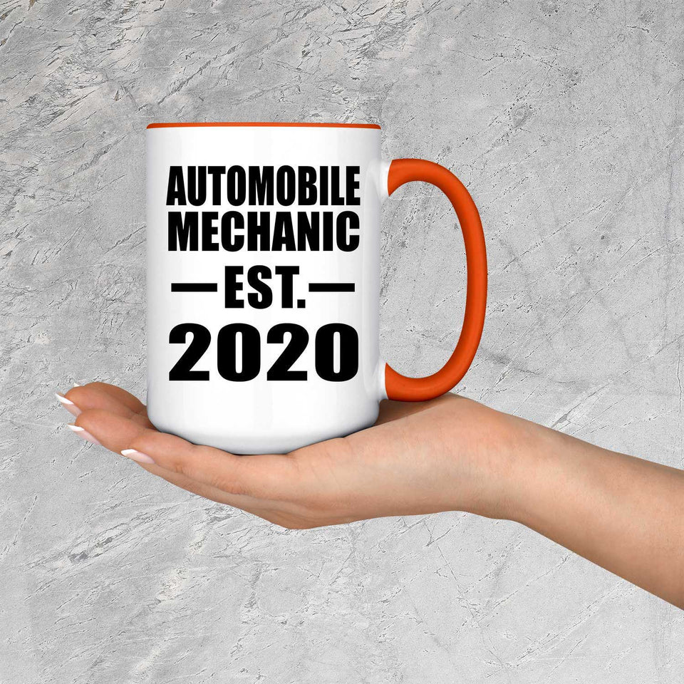 Automobile Mechanic Established EST. 2020 - 15oz Accent Mug Orange