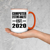 Computer Systems Analyst Established EST. 2020 - 15oz Accent Mug Orange