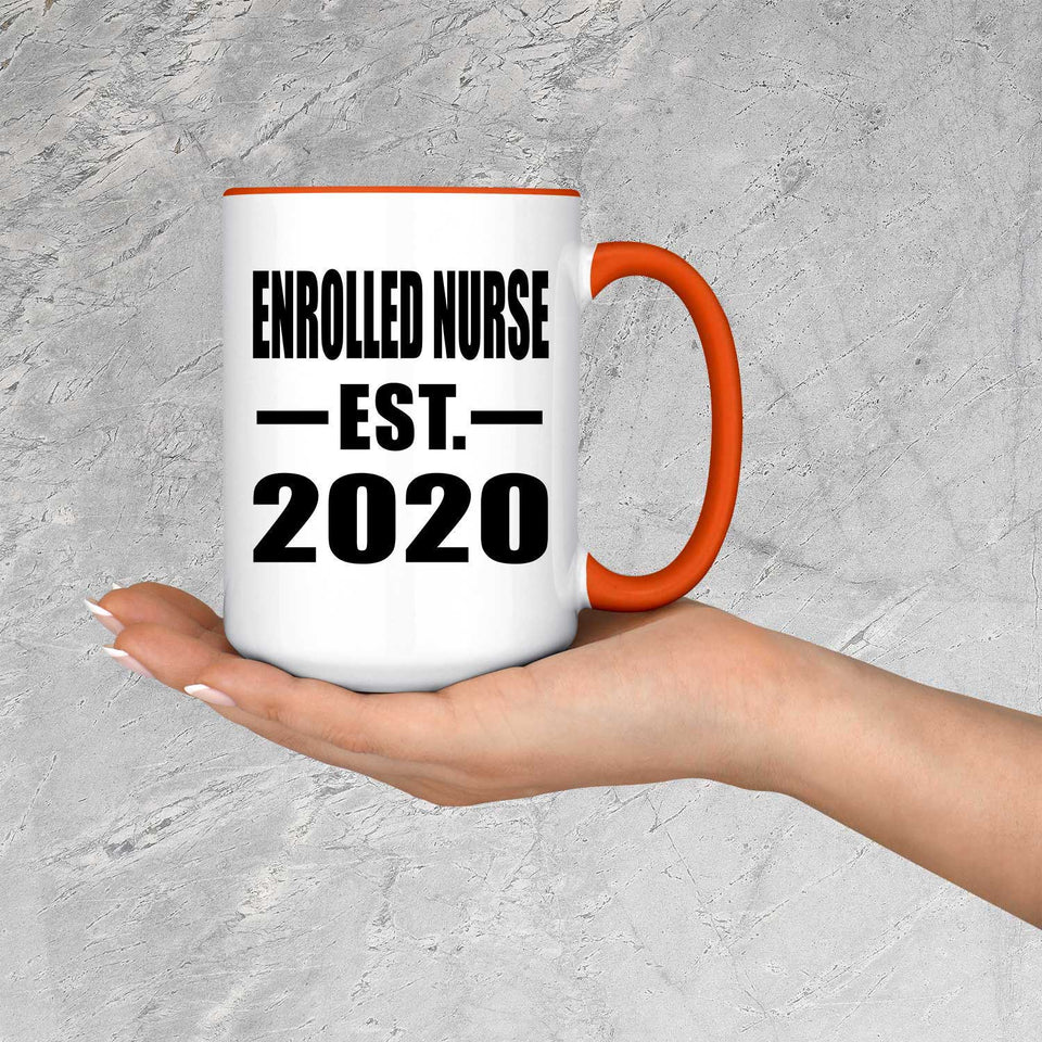 Enrolled Nurse Established EST. 2020 - 15oz Accent Mug Orange