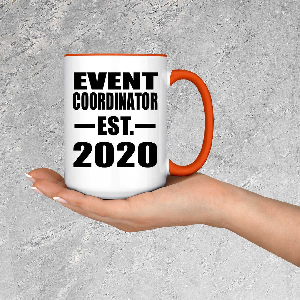 Event Coordinator Established EST. 2020 - 15oz Accent Mug Orange