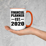 Financial Planner Established EST. 2020 - 15oz Accent Mug Orange