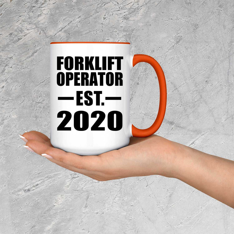 Forklift Operator Established EST. 2020 - 15oz Accent Mug Orange
