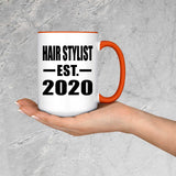 Hair Stylist Established EST. 2020 - 15oz Accent Mug Orange
