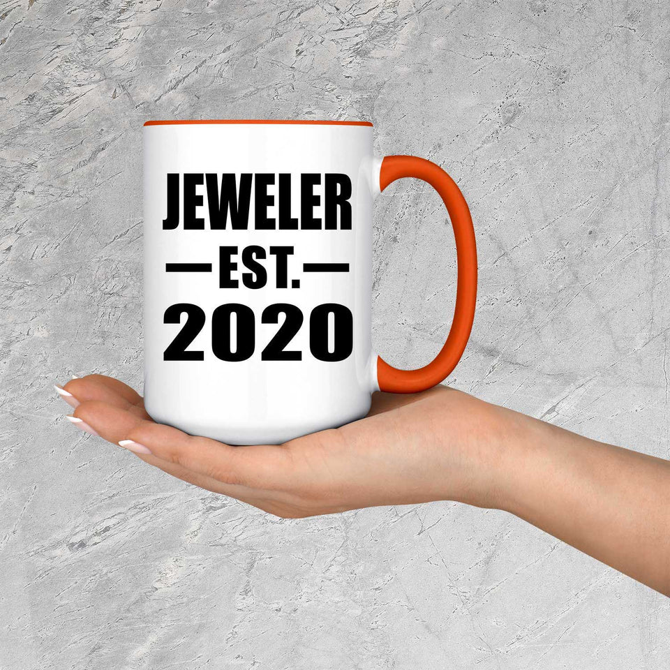 Jeweler Established EST. 2020 - 15oz Accent Mug Orange