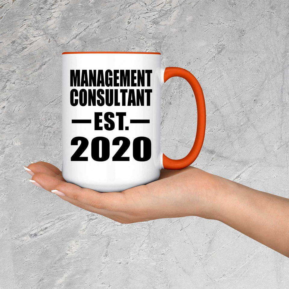 Management Consultant Established EST. 2020 - 15oz Accent Mug Orange