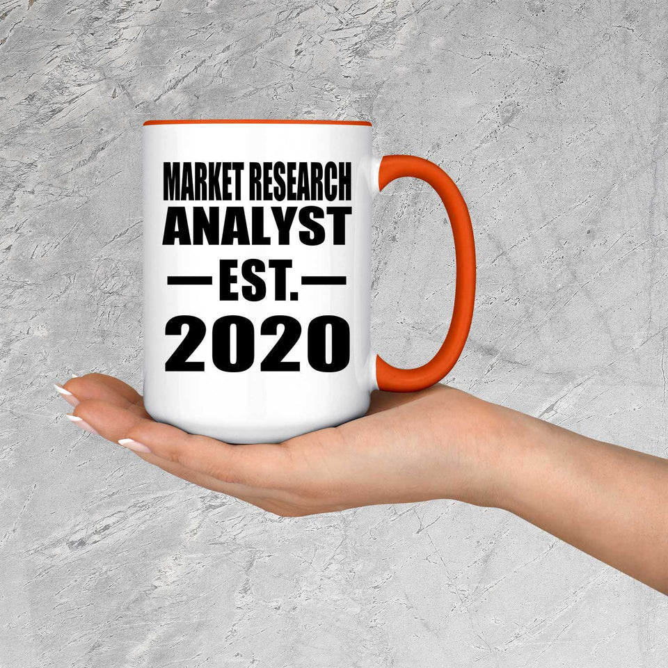 Market Research Analyst Established EST. 2020 - 15oz Accent Mug Orange