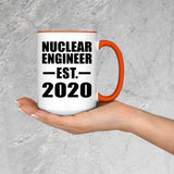 Nuclear Engineer Established EST. 2020 - 15oz Accent Mug Orange
