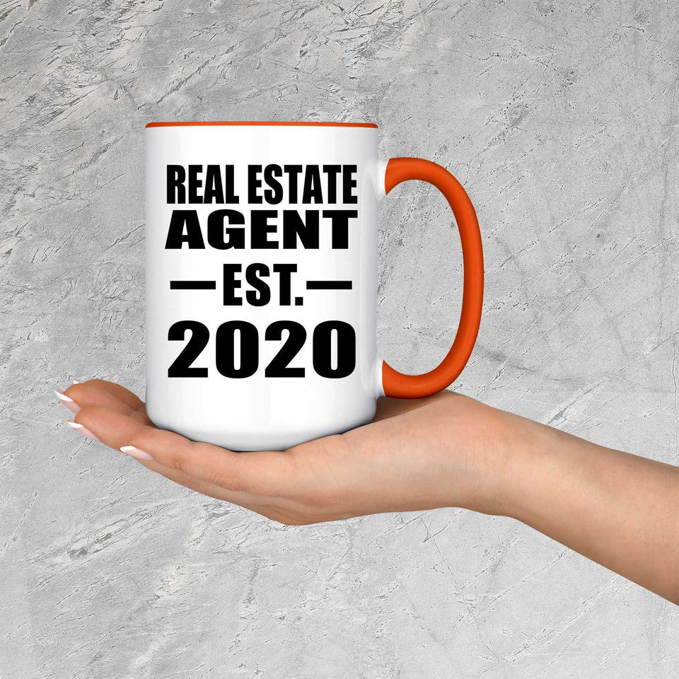 Real Estate Agent Established EST. 2020 - 15oz Accent Mug Orange