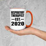 Respiratory Therapist Established EST. 2020 - 15oz Accent Mug Orange
