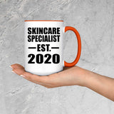 Skincare Specialist Established EST. 2020 - 15oz Accent Mug Orange