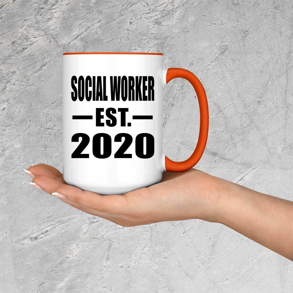 Social Worker Established EST. 2020 - 15oz Accent Mug Orange