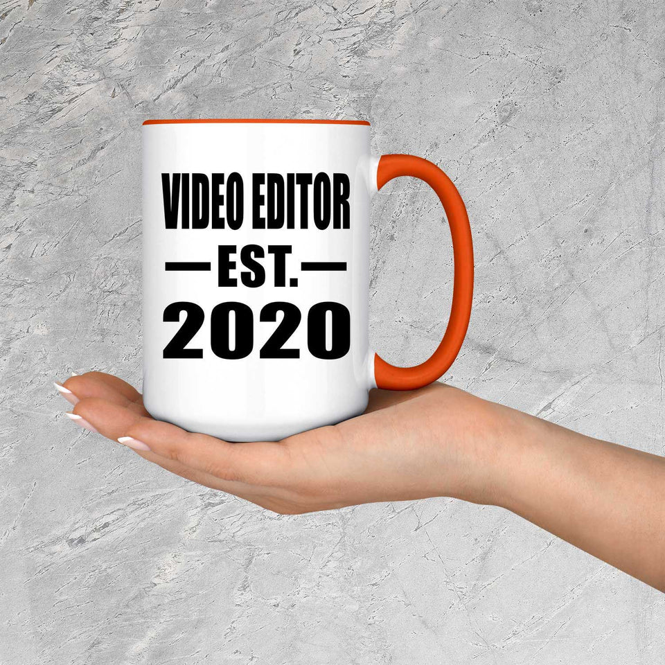 Video Editor Established EST. 2020 - 15oz Accent Mug Orange