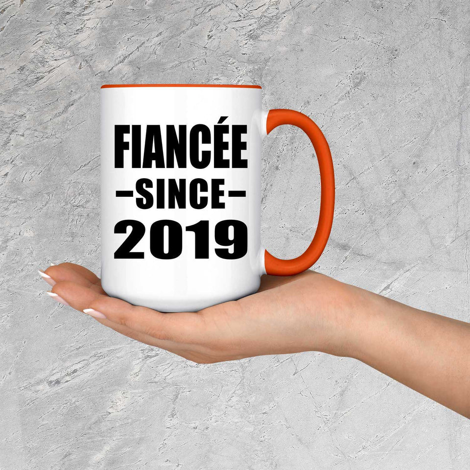 Fiancee Since 2019 - 15oz Accent Mug Orange